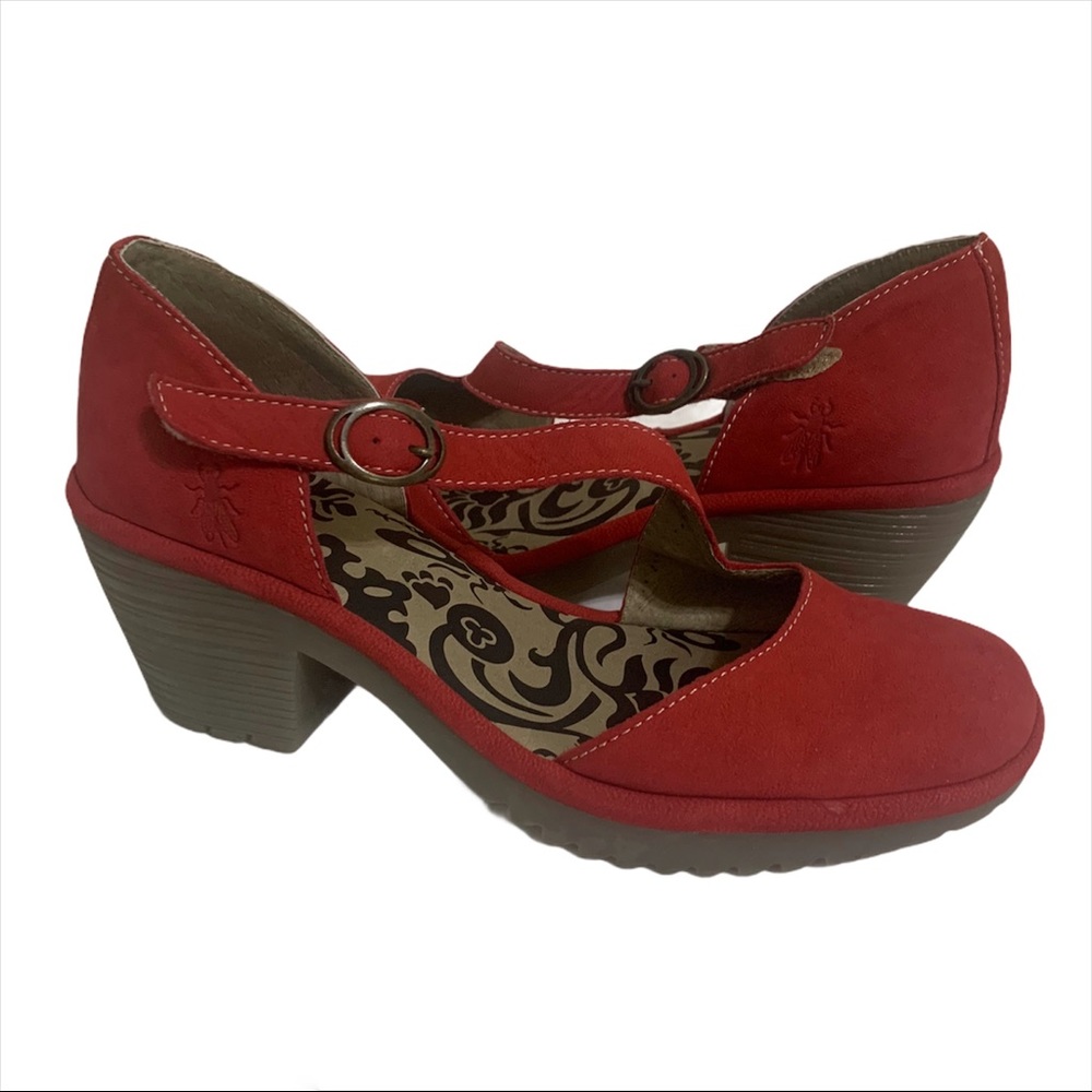 FLY LONDON | Suede Leather Shoes Wedge Red 38